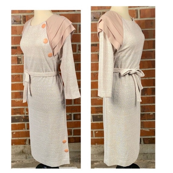 Vintage 1960s Size 12 Woven Knit Sheath Wiggle Dress - Picture 6 of 10